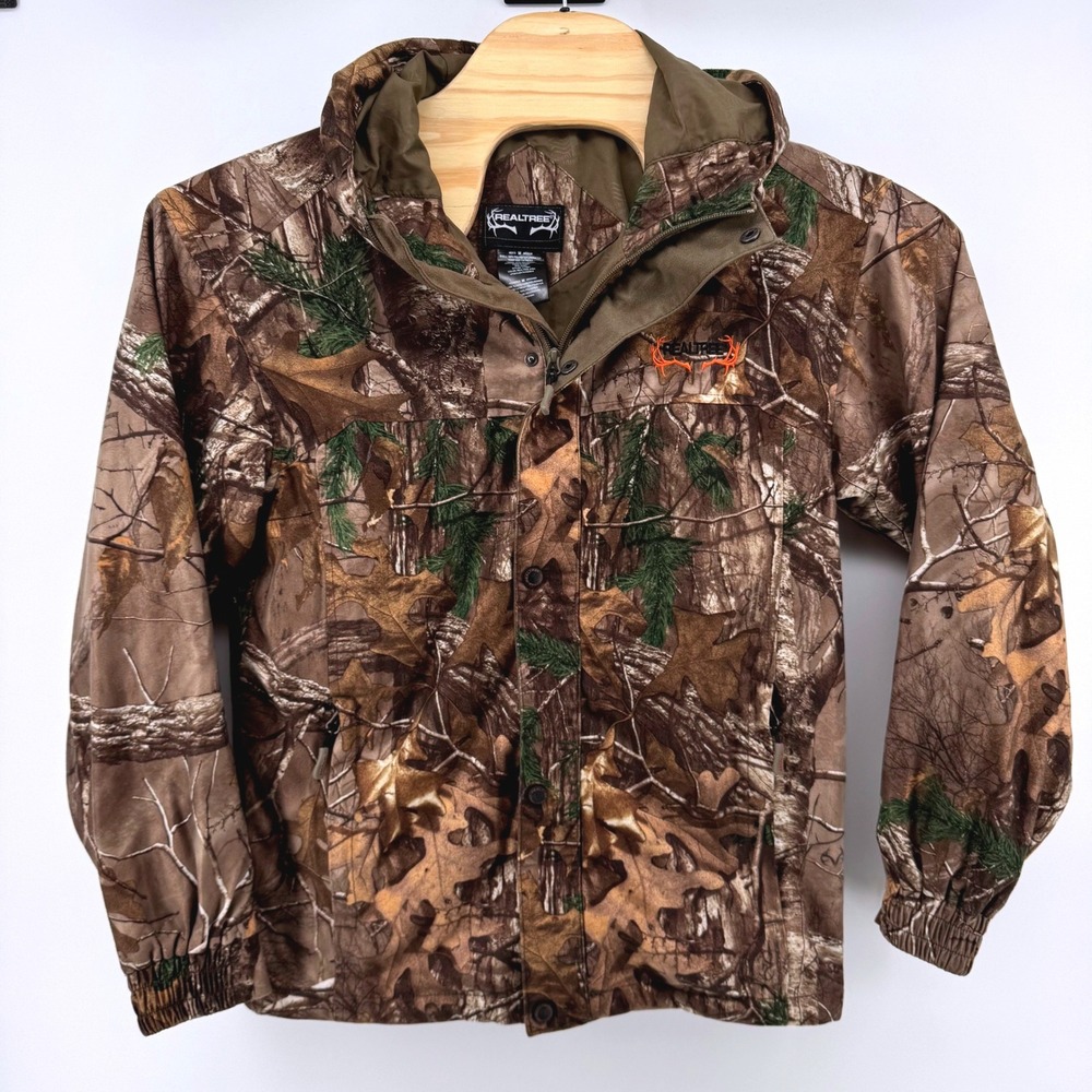 Realtree Xtra Camo Hooded Full Zip Hunting Jacket Mens Medium Brown Tree Pattern - Picture 2 of 8